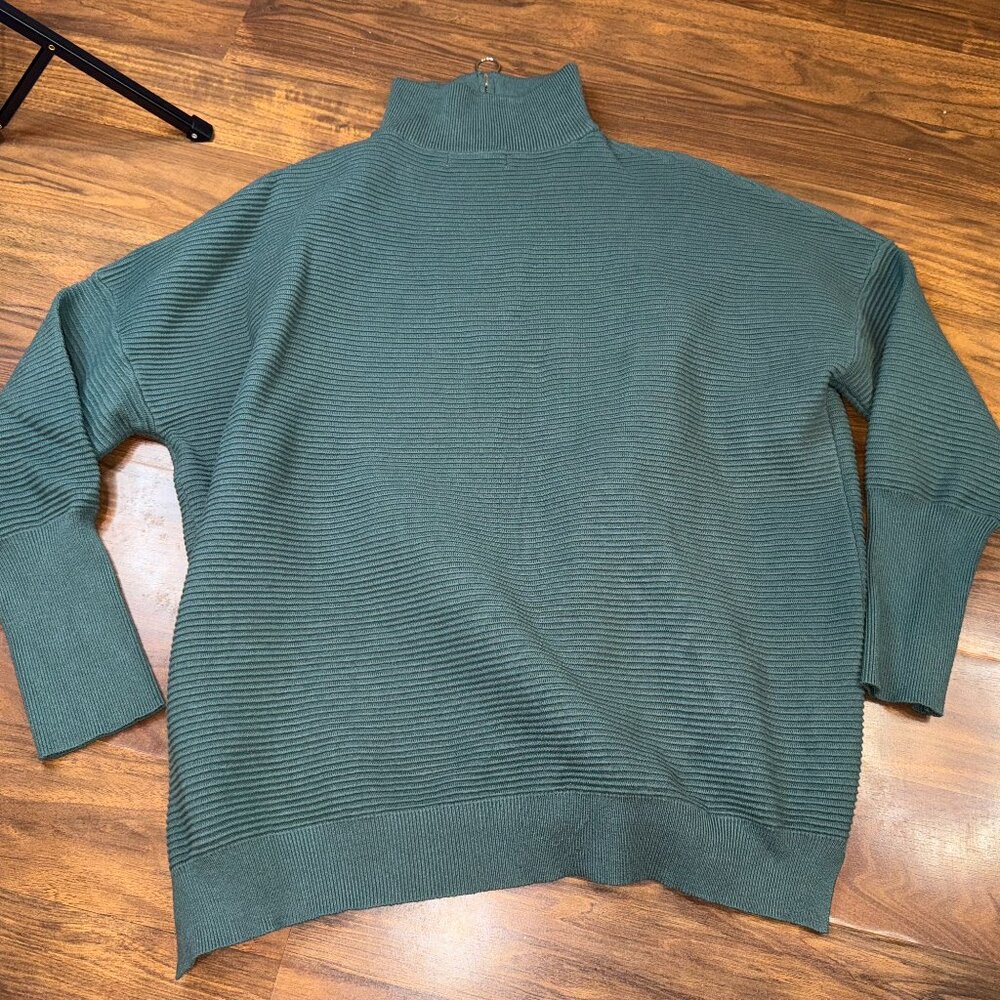 Anrabess Teal Quarter-Zip Ribbed Sweater | Women’s Medium | Oversized Collared P - Picture 4 of 8